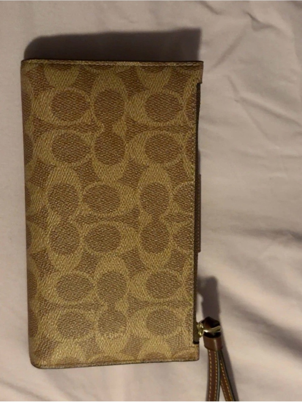 Coach Tan and Brown Signature Canvas Wristlet Wallet - Picture 2 of 3